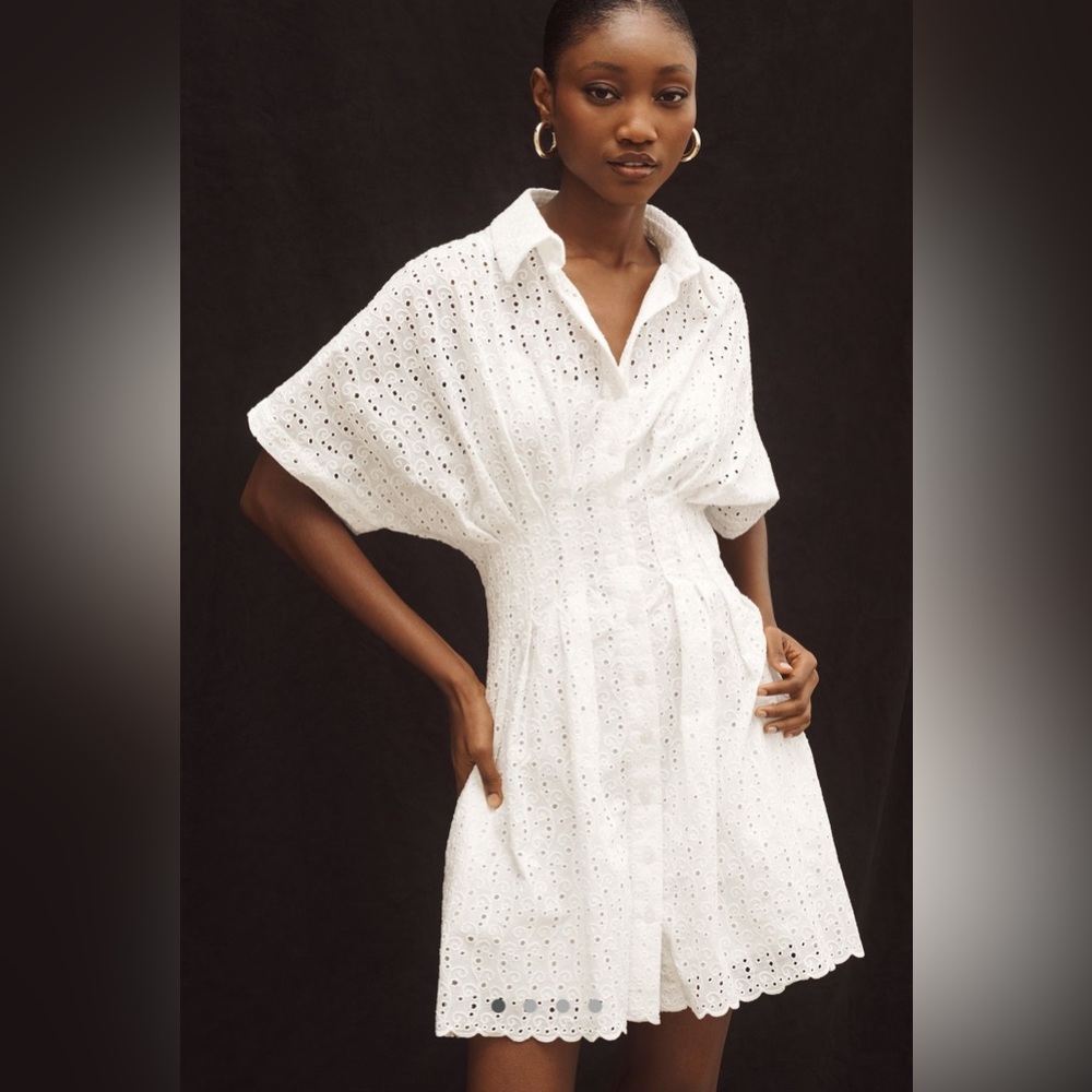 Chic White Eyelet Mini Dress